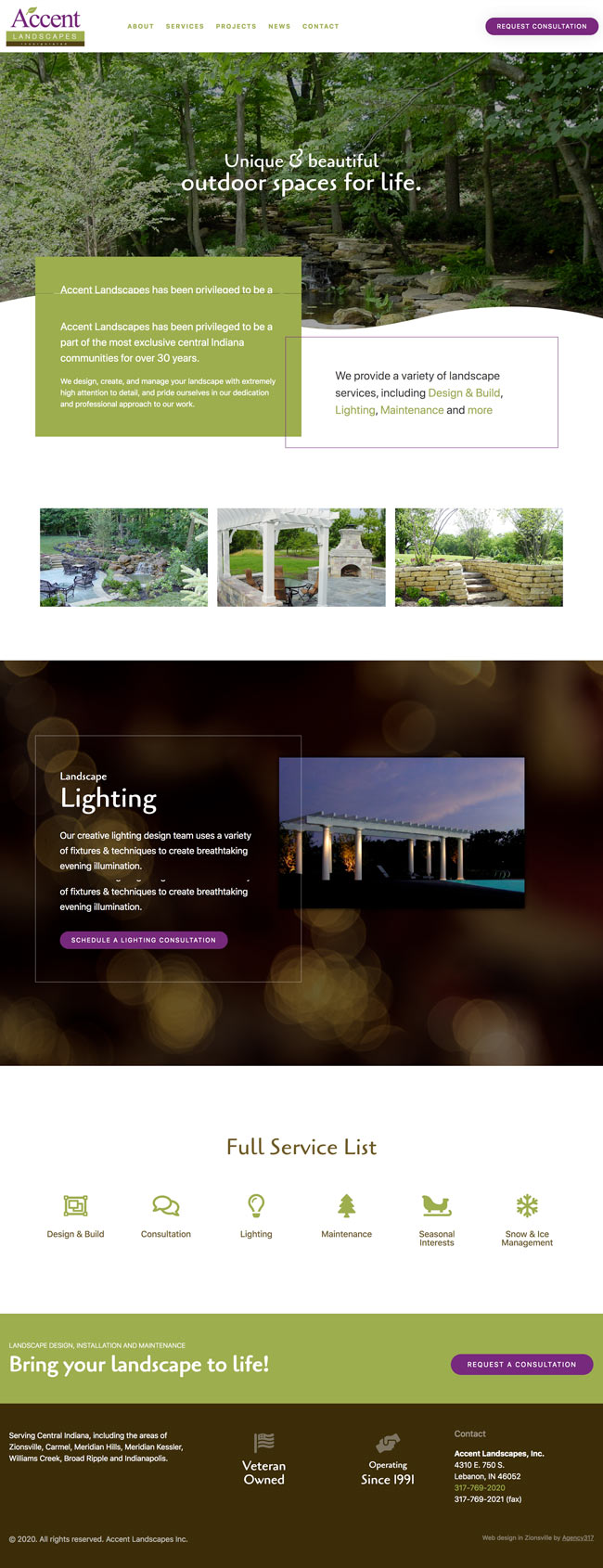 Homepage Web Design - Accent Landscapes